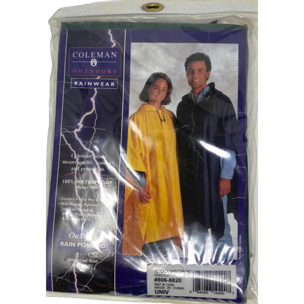 Coleman Outdoors Rainwear Outback Rain Poncho Universal Size 50" x 80" Green